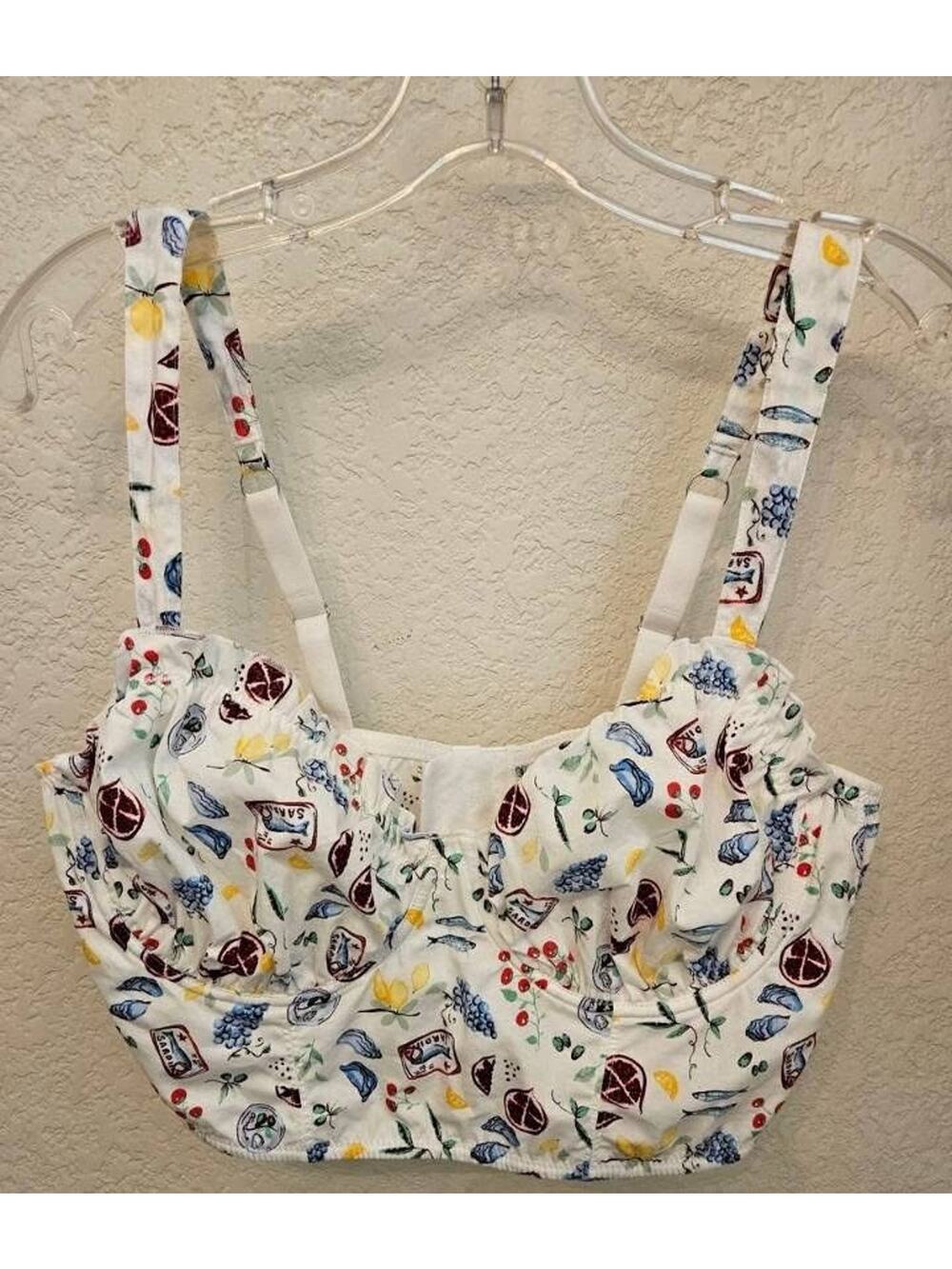 Colsie Women’s Large Bustier Crop Top Food Print Corset Cami Cottagecore